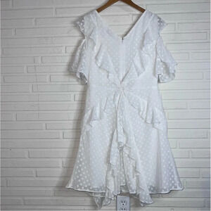 Walter Baker Off White Vickie Polka Dot Cold Shoulder Dress, Women’s Size 8